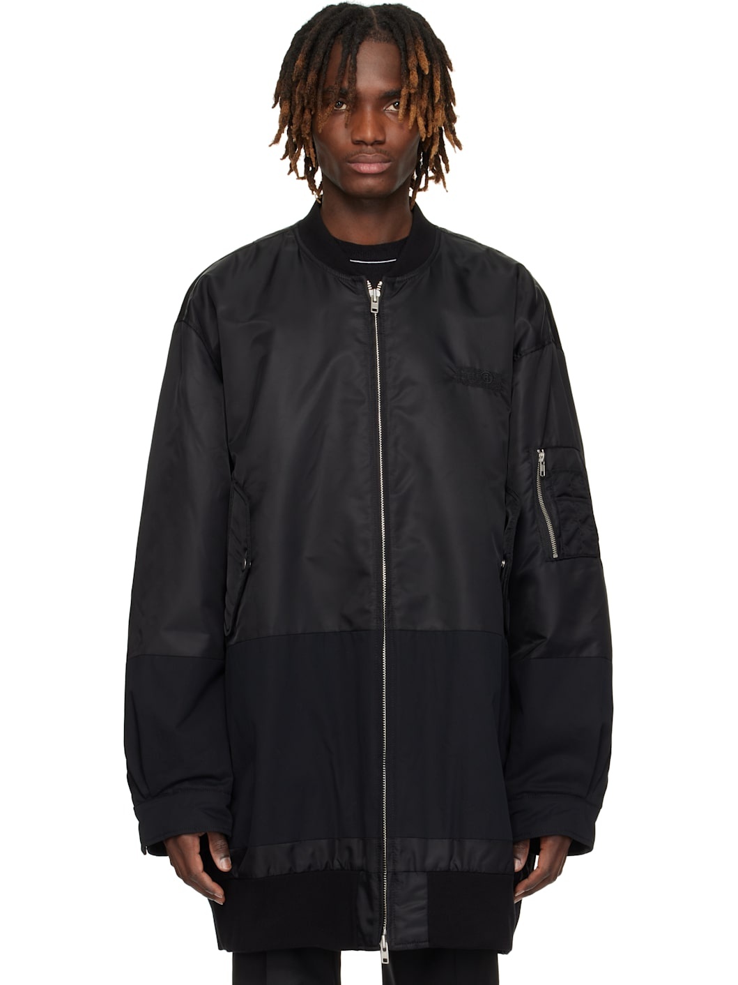 Black Sports Bomber Jacket - 1