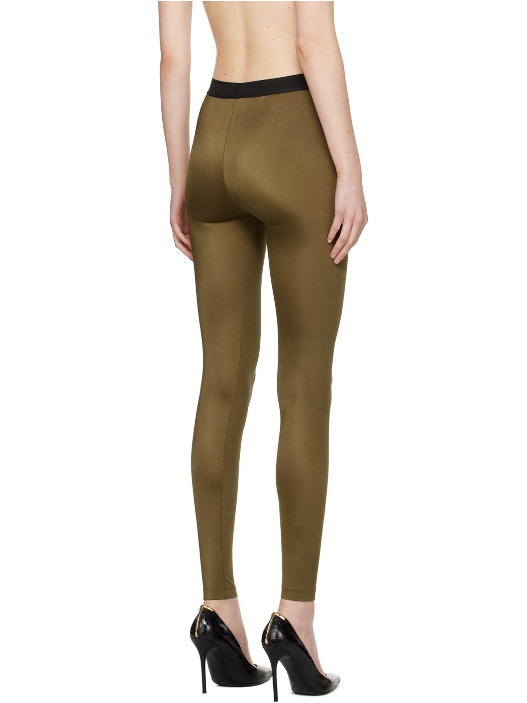 Khaki Lustrous Leggings - 3