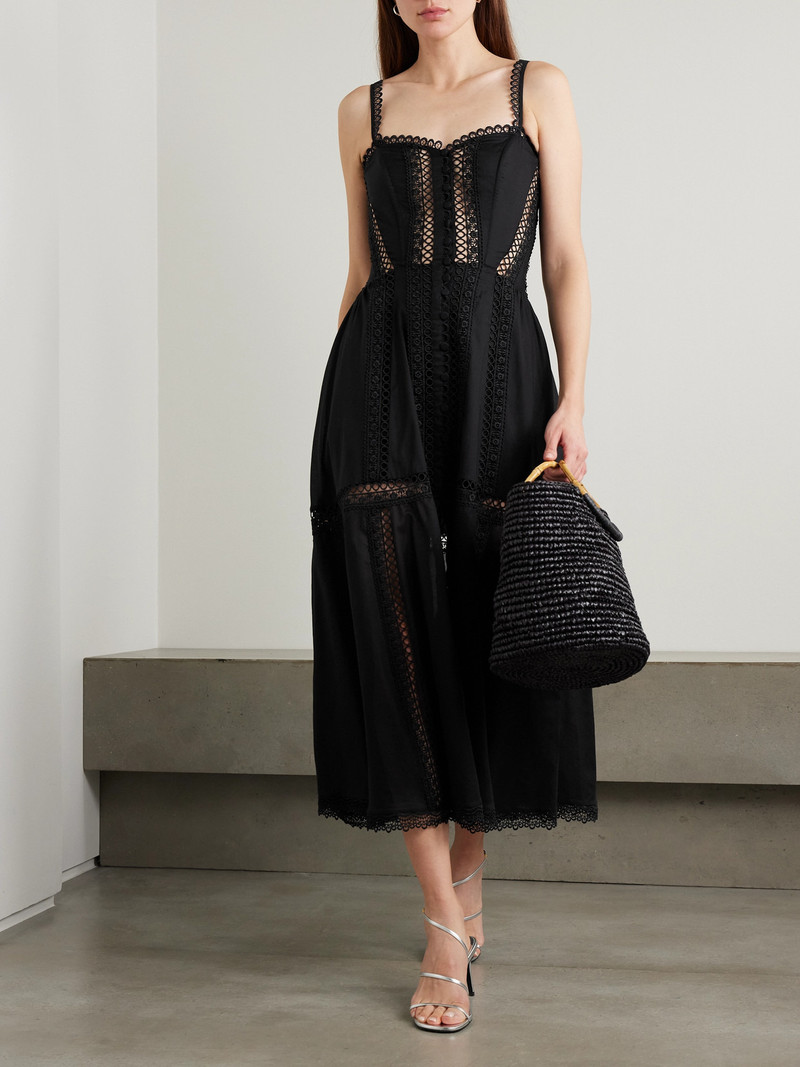 Charo Ruiz Dafelle Scalloped Guipure Lace-trimmed Cotton-blend Voile Midi Dress outlook