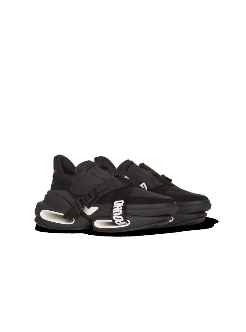 Balmain x Dogpound -Leather and knit B-Bold low-top sneakers with straps 2