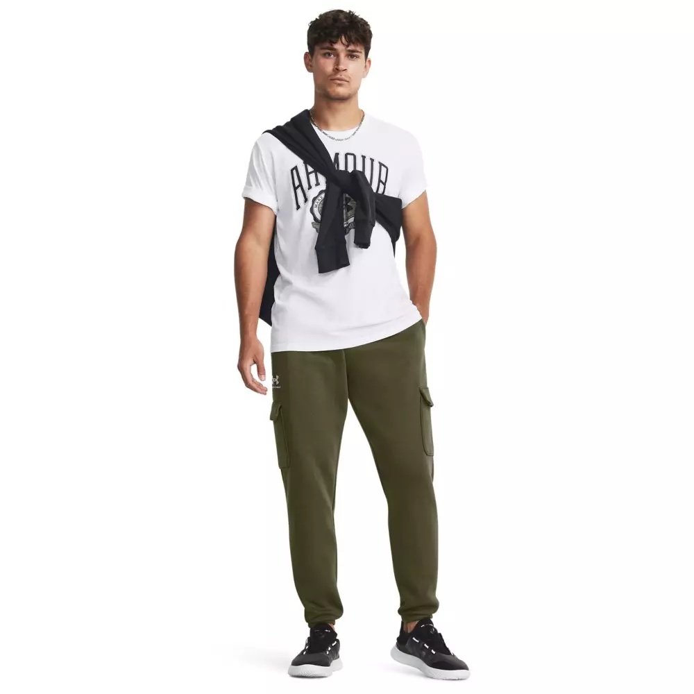 Men's Essential Cargo Fleece Pants-Green - 4