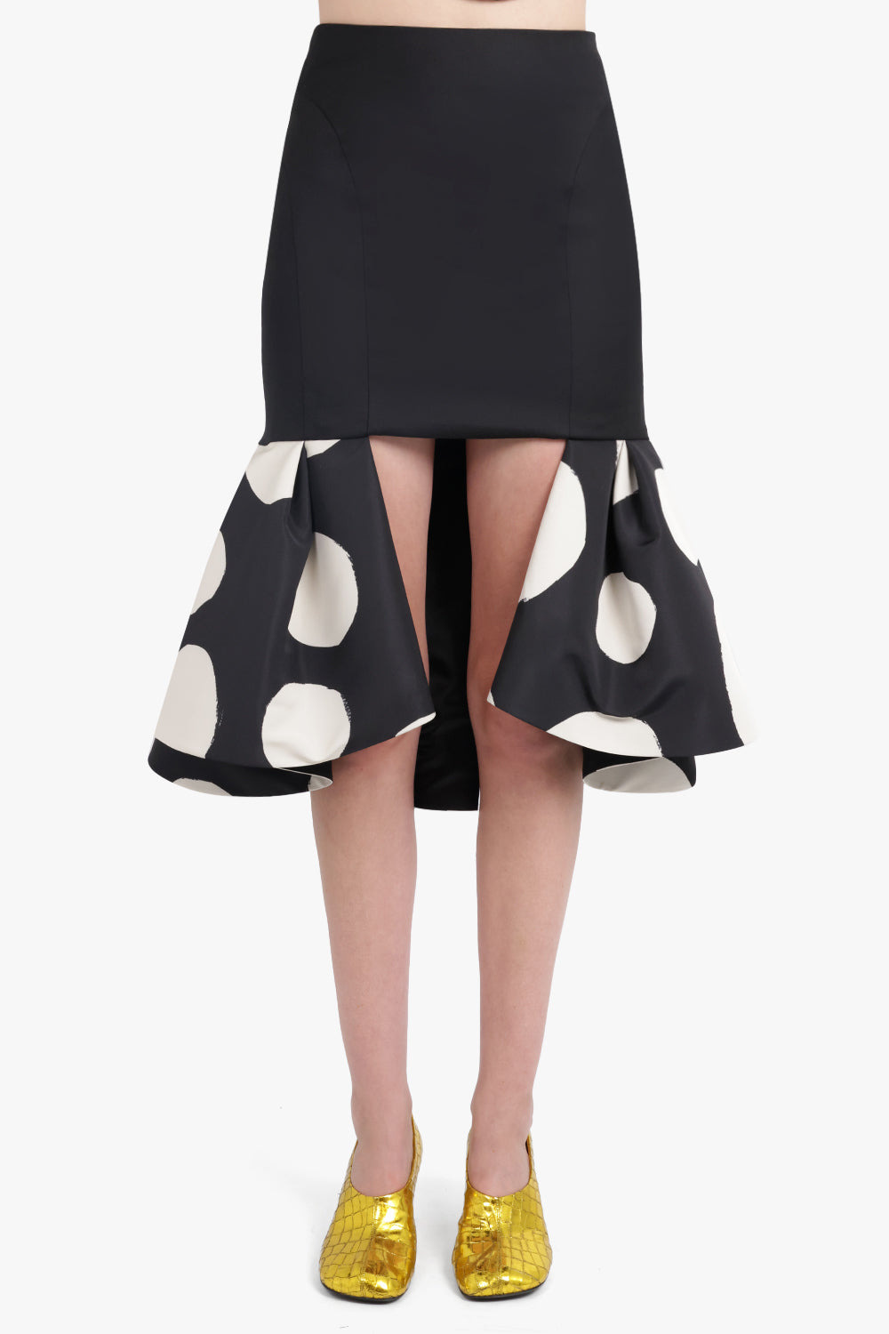 PEPLUM POLKA DOT MIDI SKIRT WITH CUT OUT DETAIL | BLACK/WHITE - 3