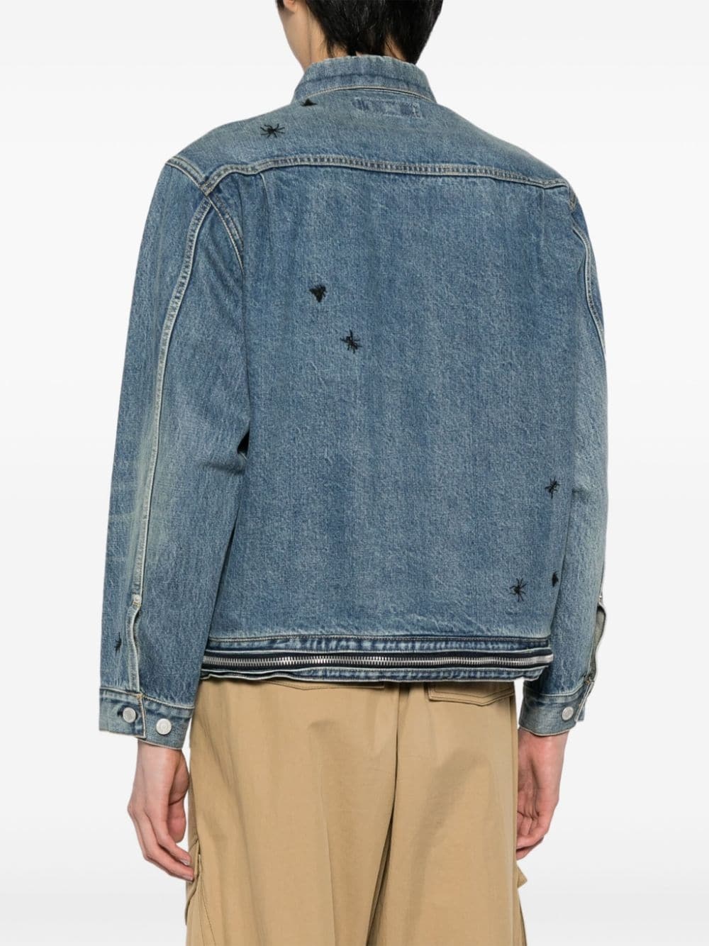 bee-embroidered denim jacket - 4