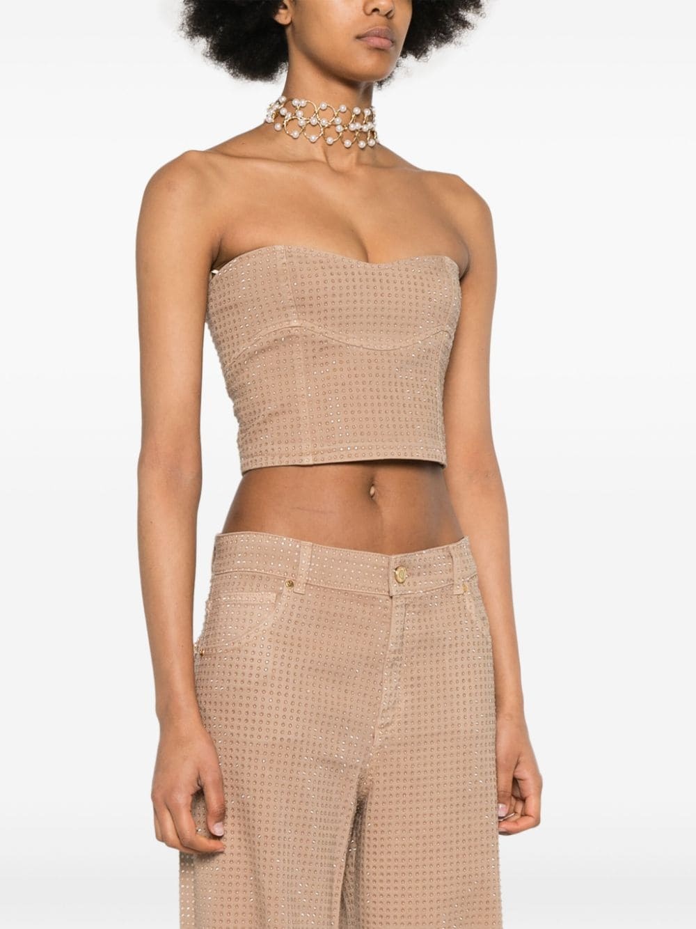 crustal-embellished strapless top - 3