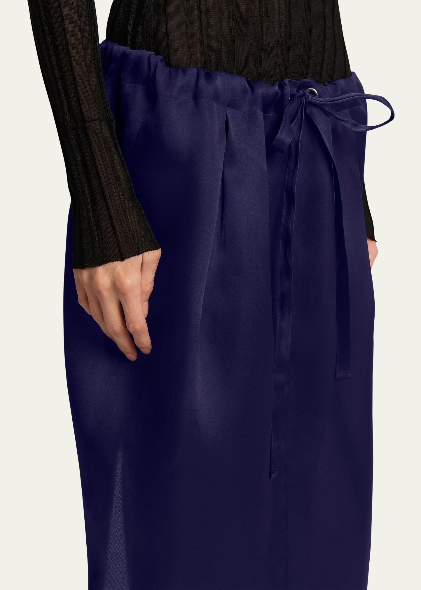 Chenton Long Drawcord Silk Skirt - 5