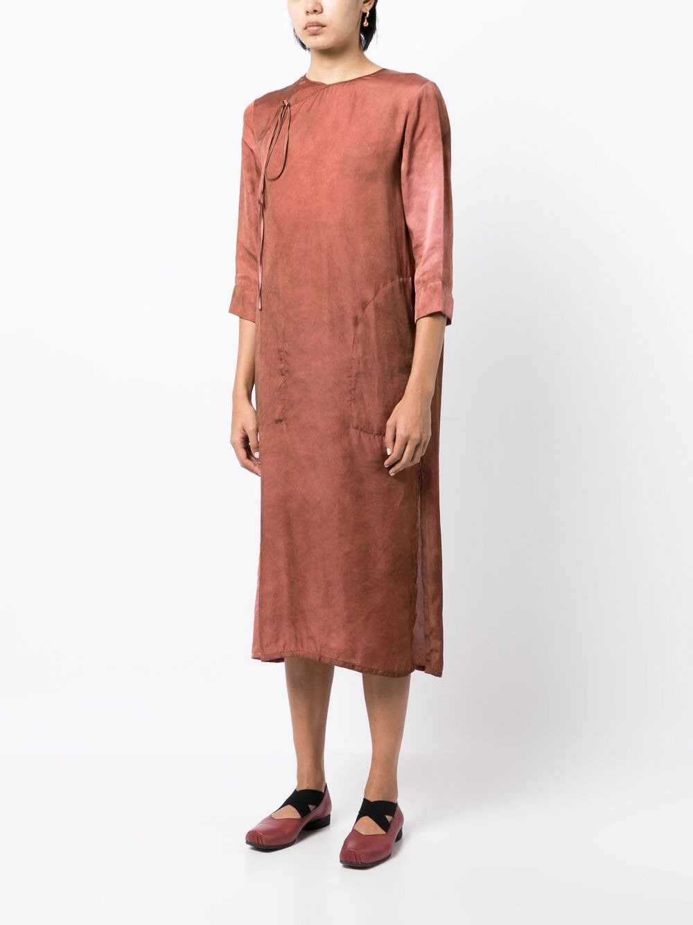 satin side-tie midi dress - 3