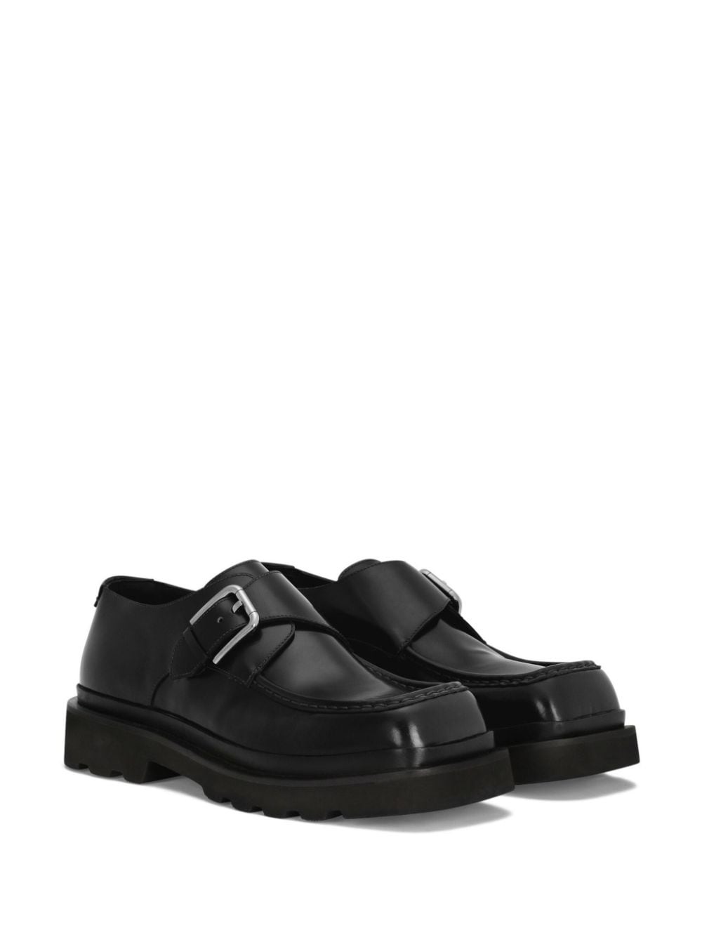 polished leather monk shoes - 2