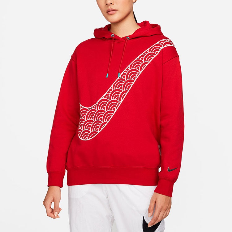 (WMNS) Nike CNY New Year's Edition Hoodie Fleece Loose Knit Sports Gym Red DQ5368-687 - 3