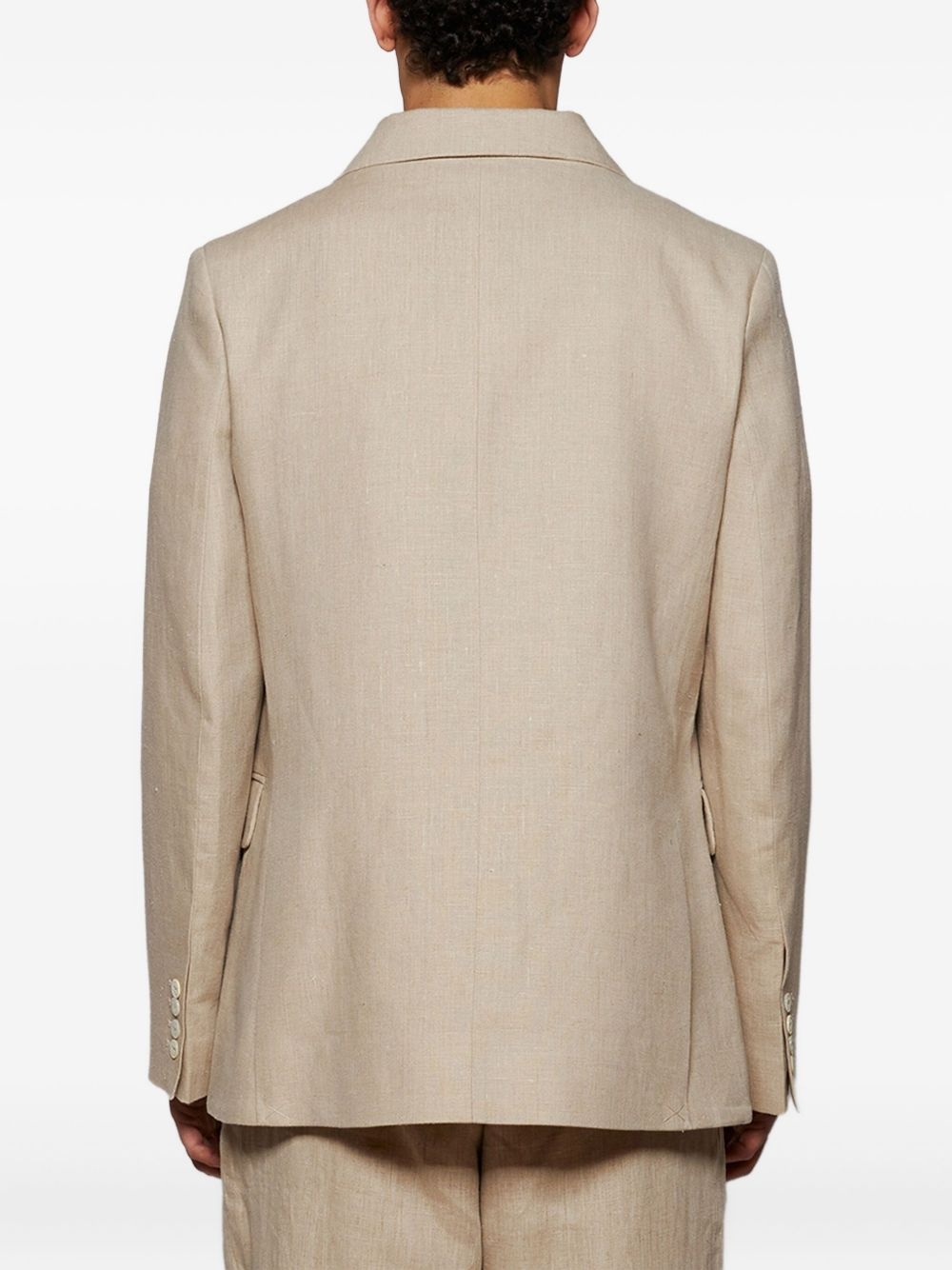 linen double-breasted blazer - 4
