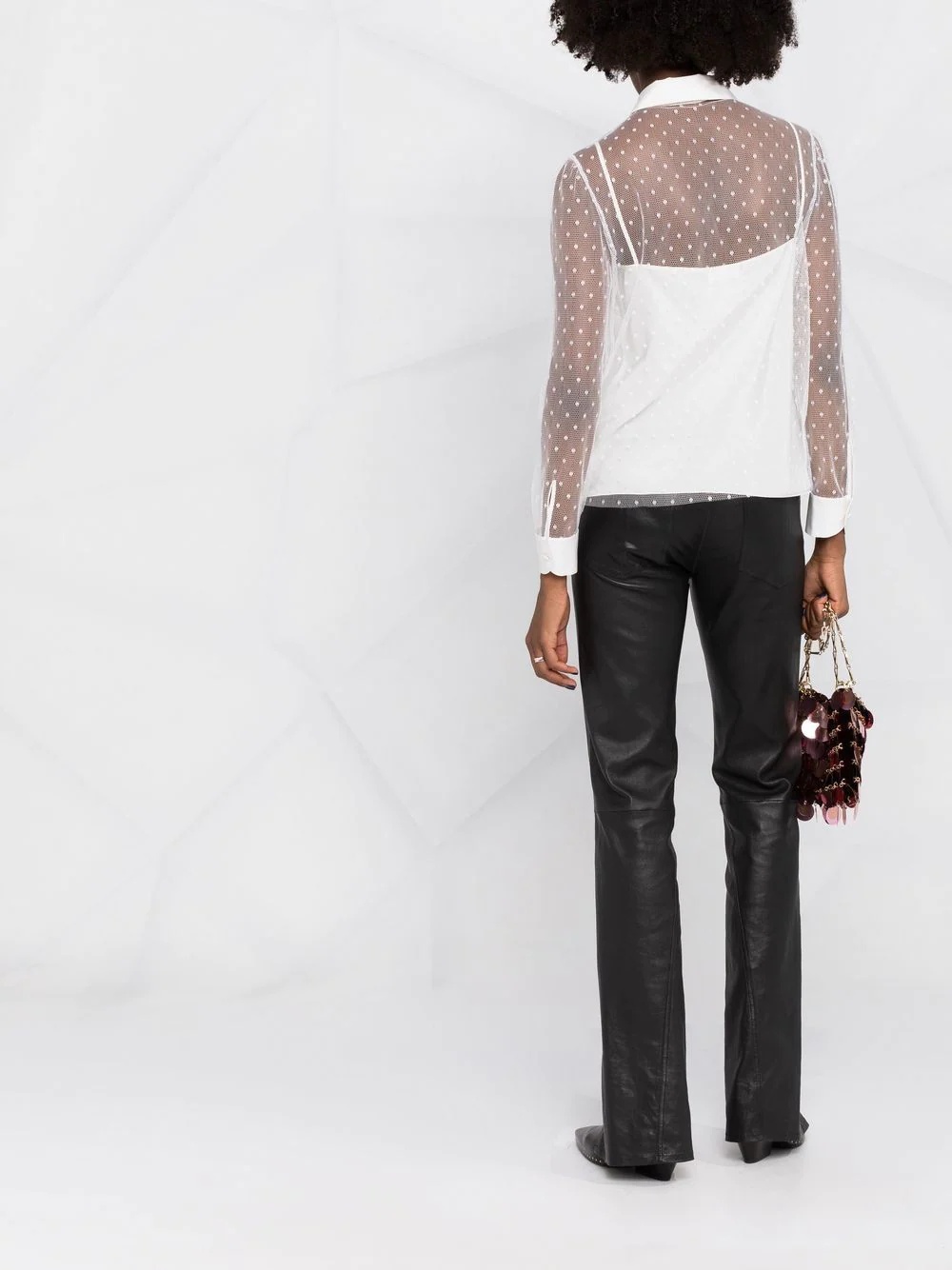 point d'esprit long-sleeved blouse - 4