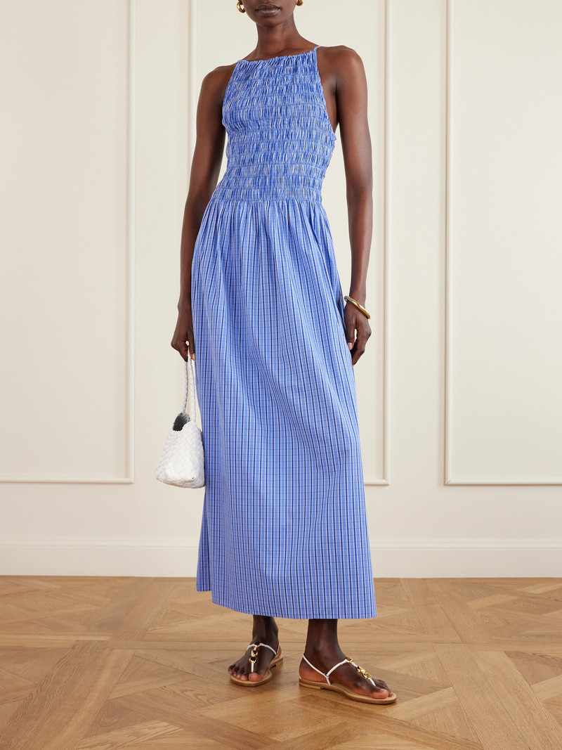 FAITHFULL Laia Shirred Checked Cotton-poplin Maxi Dress outlook