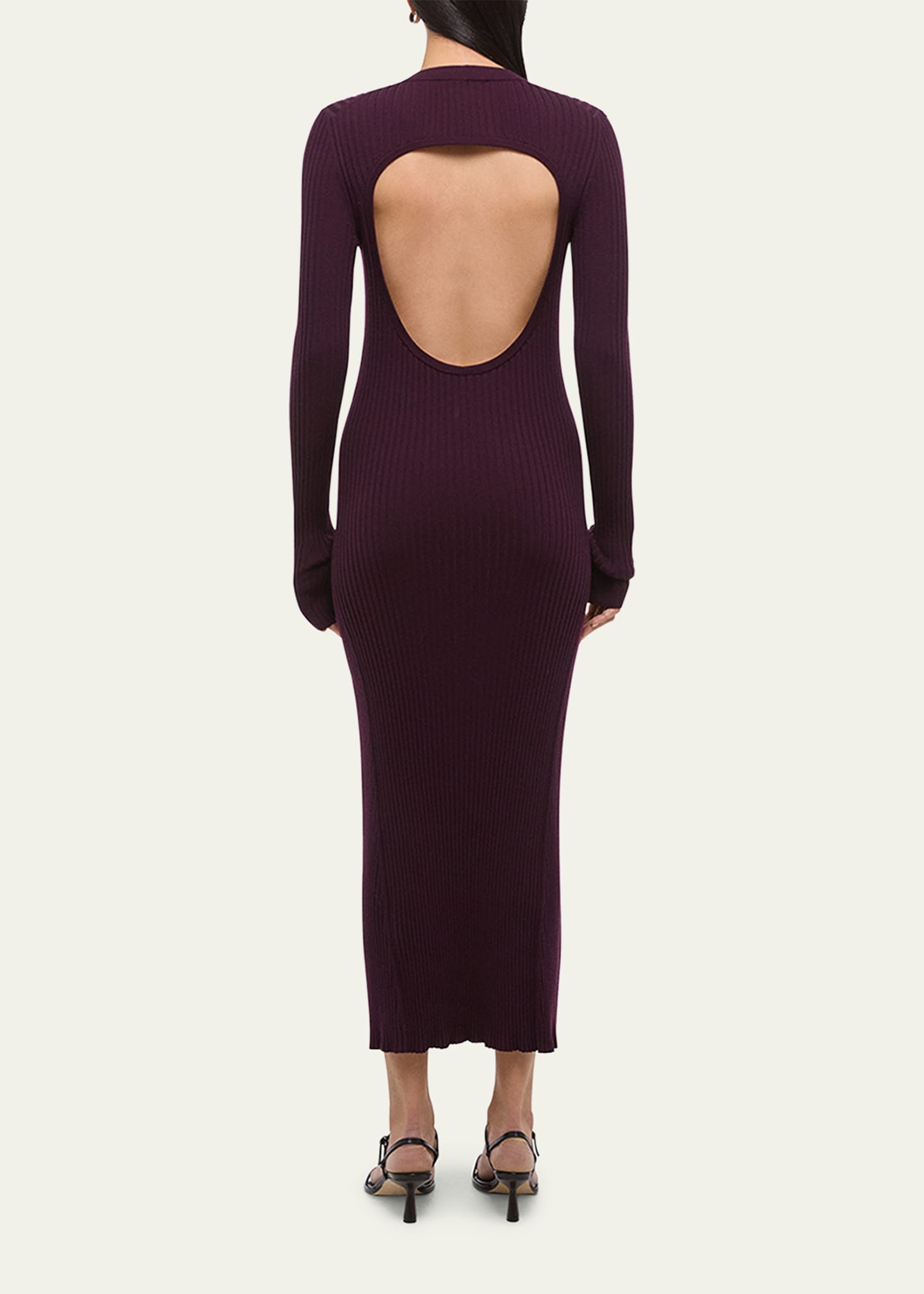 Open-Back Ribbed Wool Dress - 3