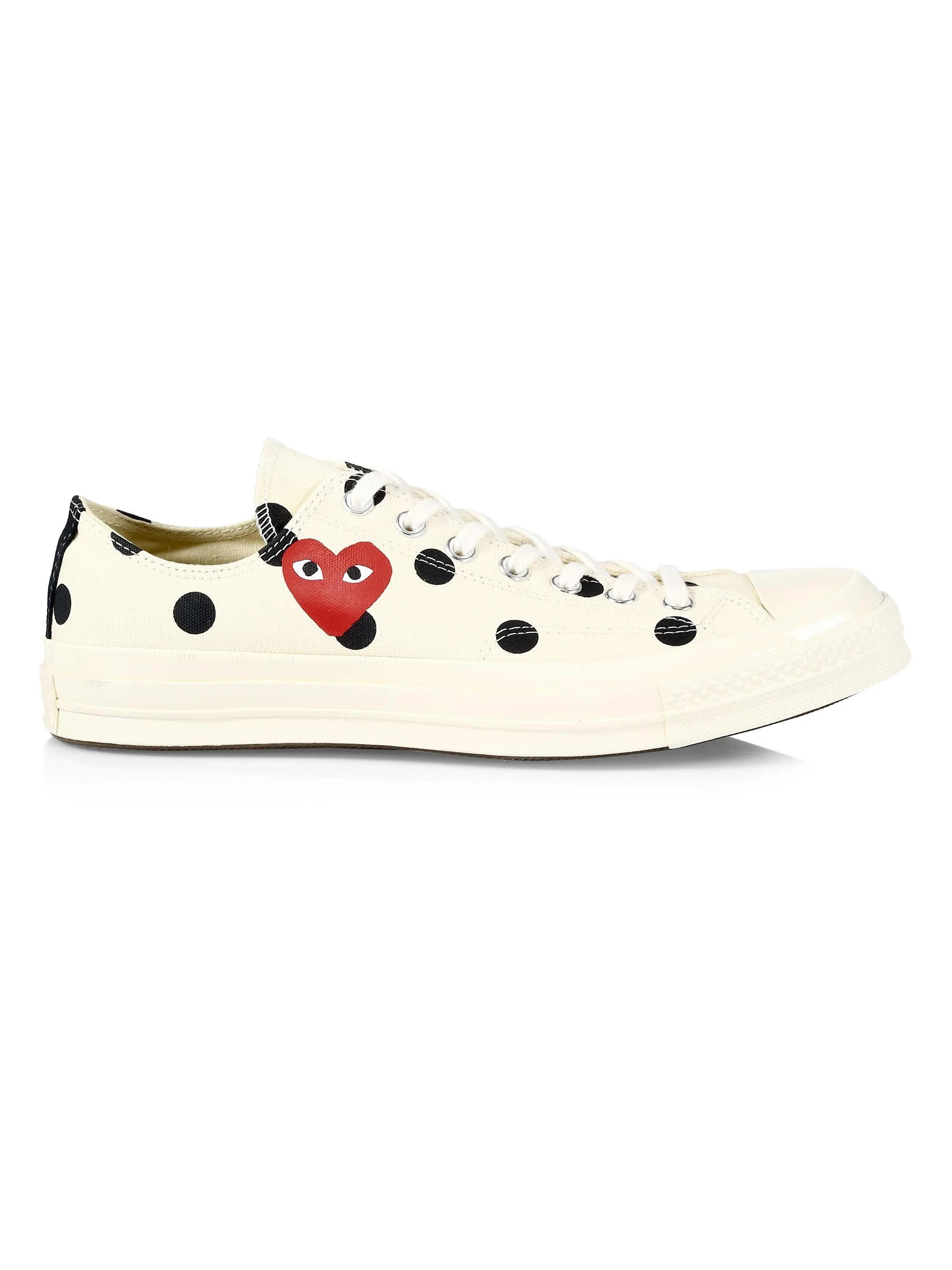 Unisex CdG Play x Converse Men's Polka Dot Low-Top Sneakers - Off White - 1