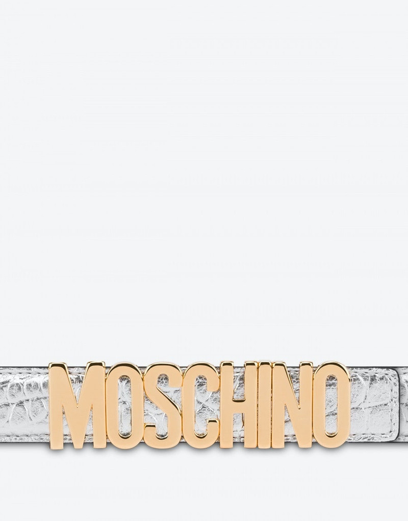 Moschino LOGO LETTERING CROCODILE-PRINT BELT outlook
