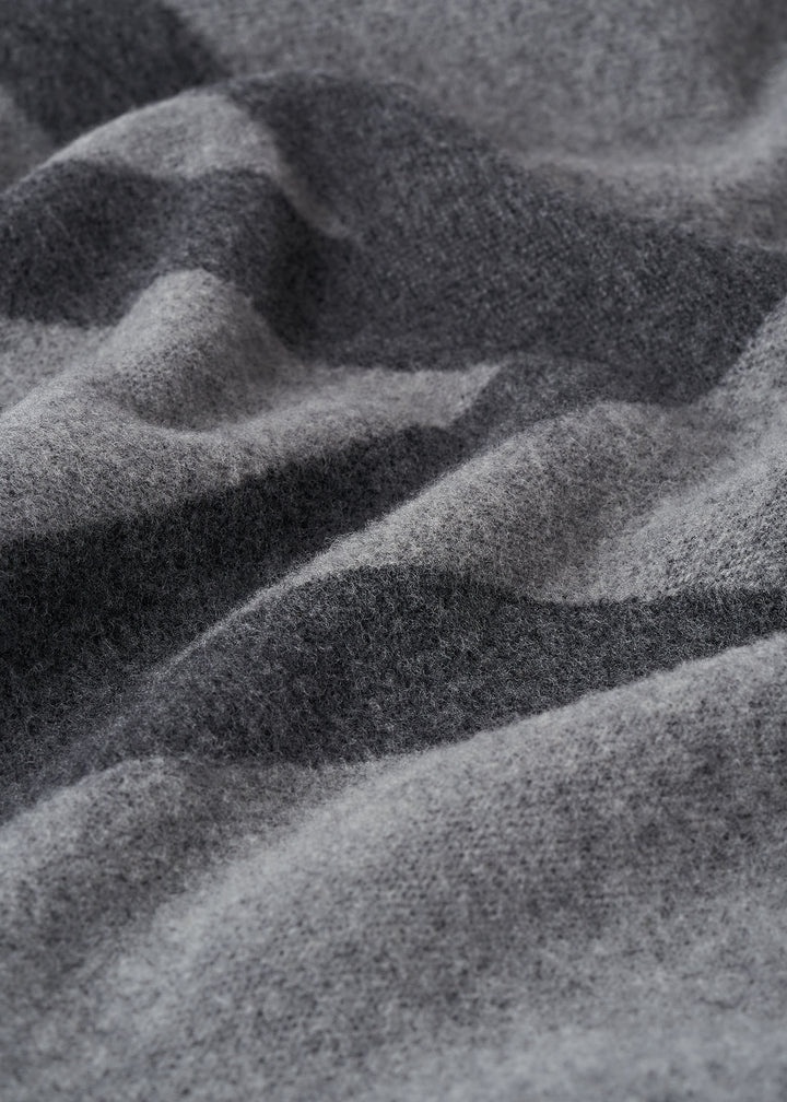 Totême Monogram jacquard wool scarf dark grey mélange | REVERSIBLE