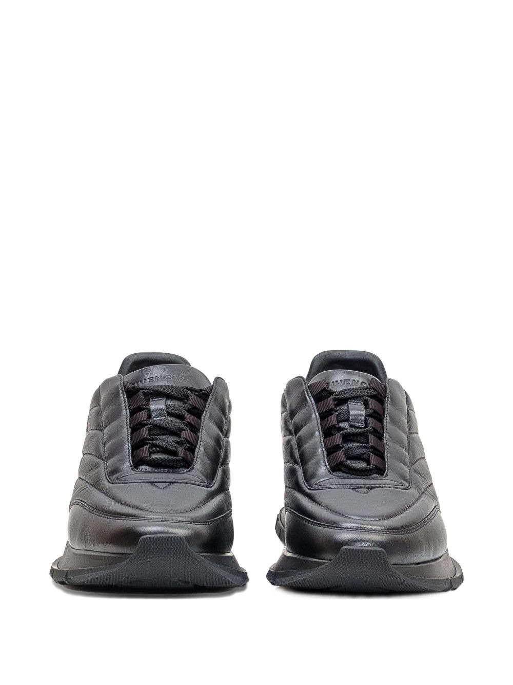 quilted-pattern leather sneakers - 3