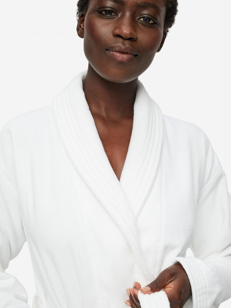 Women's Bathrobe Triton 10 Terry Cotton White 5