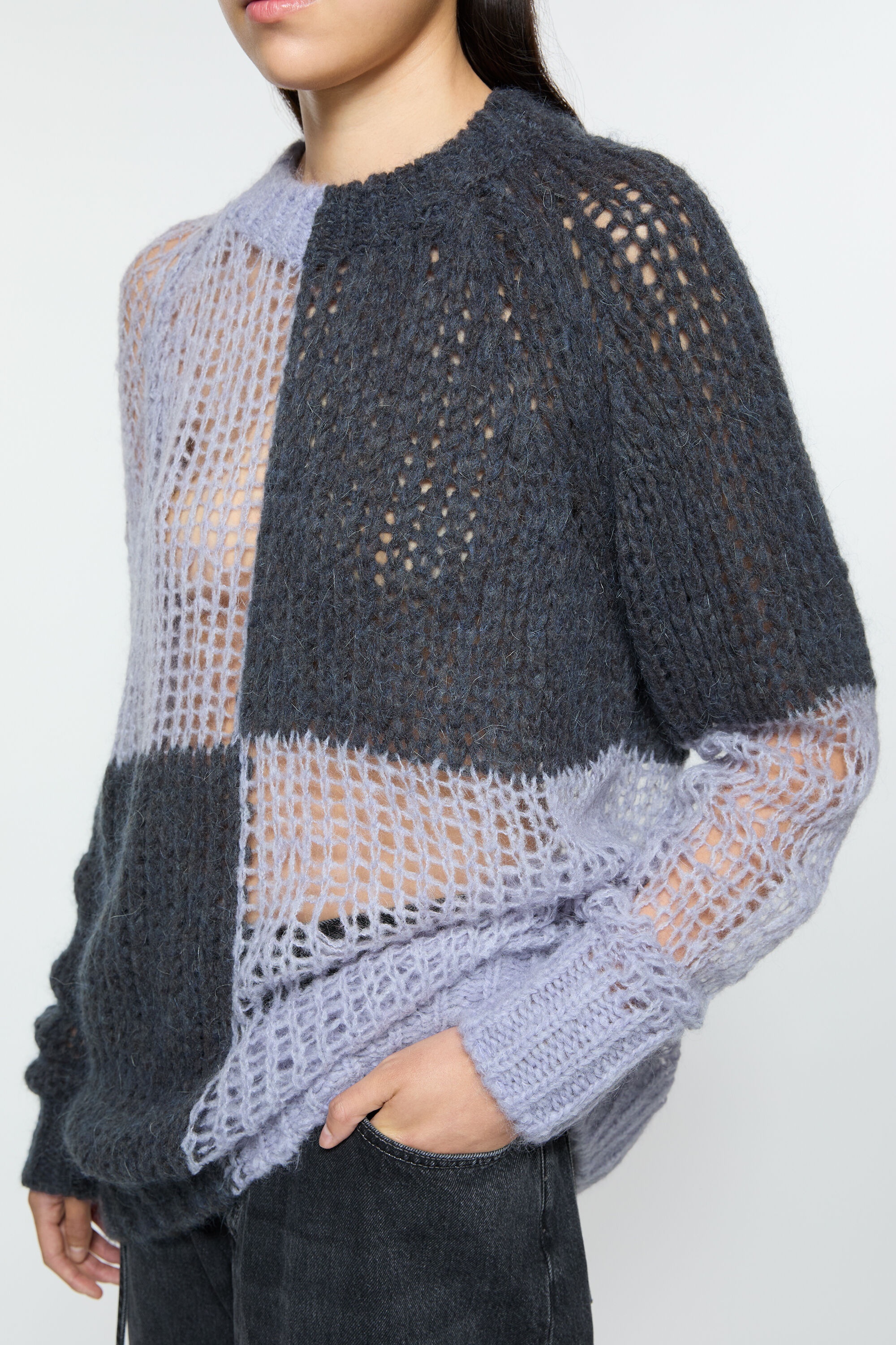 Loose knit mohair jumper - Purple/grey - 4