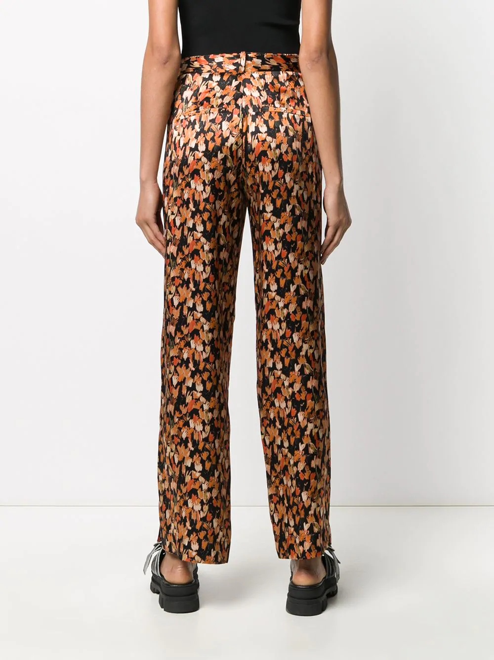 graphic print belted trousers - 4