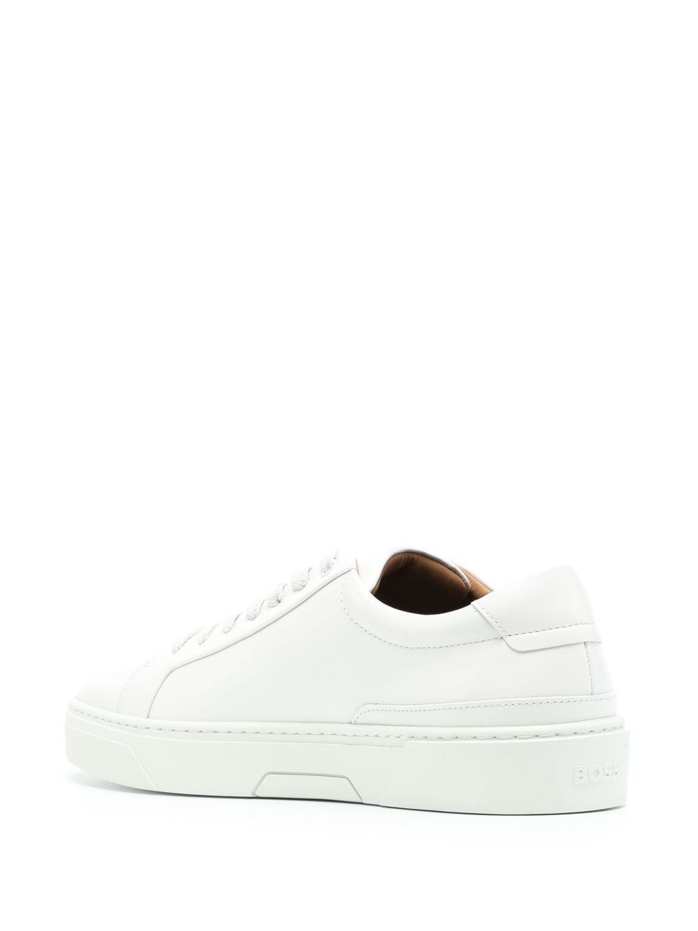 logo-plaque leather sneakers - 3