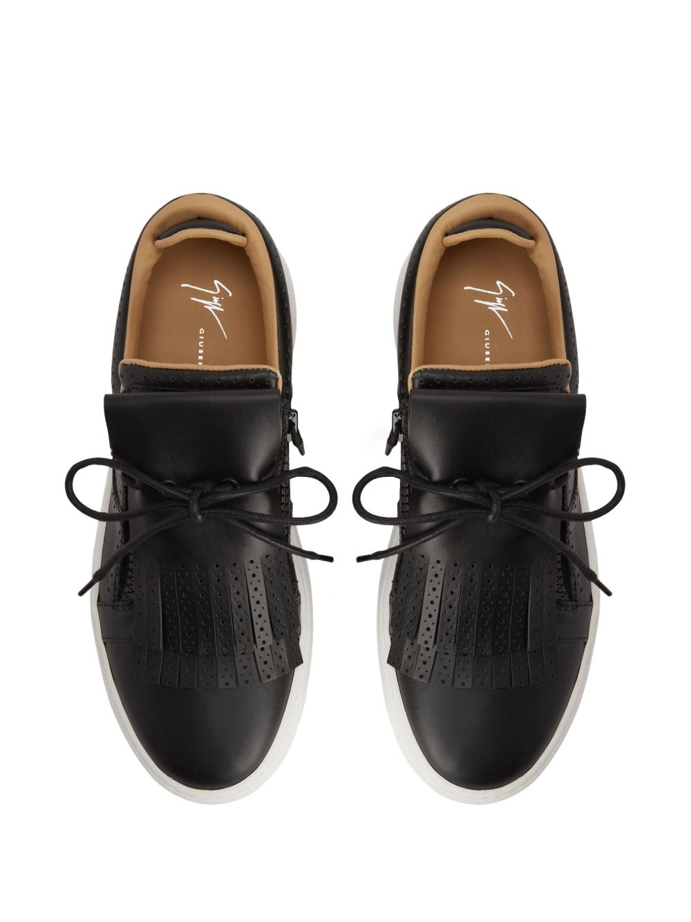 fringed leather sneakers - 4