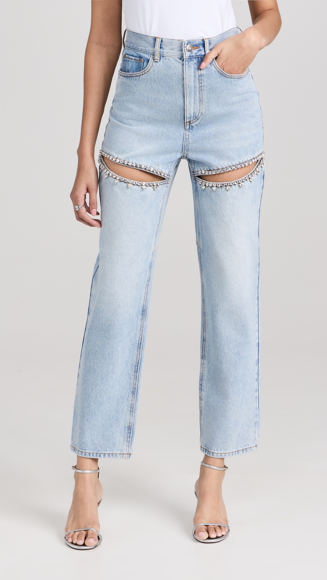 【関税込み】AREA ブルー Crystal Slit ジーンズ AREA Blue Crystal Slit Jean AREA