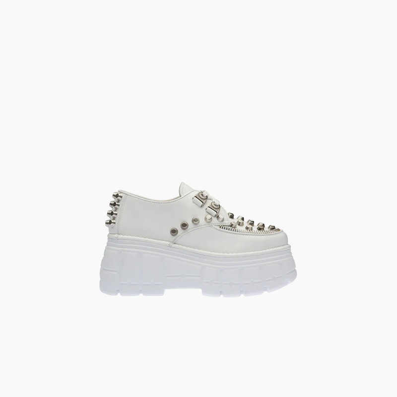 Miu Miu Leather laced derby shoes outlook