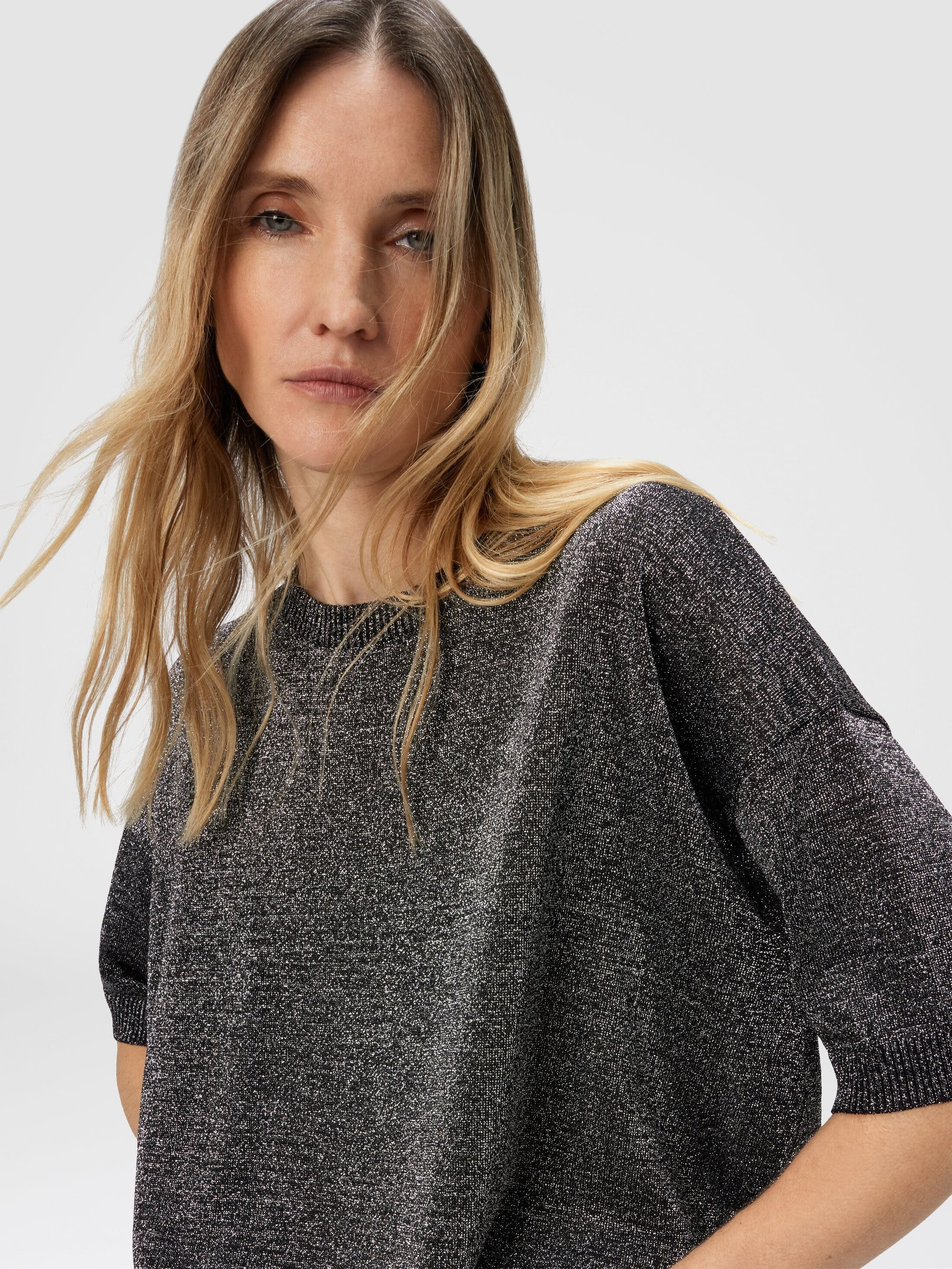 Missoni Boxy Crew Neck Sweater In Lamé in Silver at Nordstrom - 4