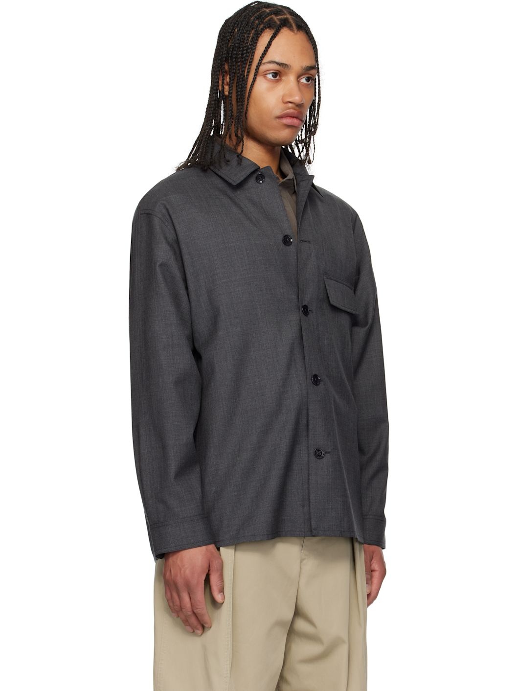 Gray Light Tailored Overshirt - 2