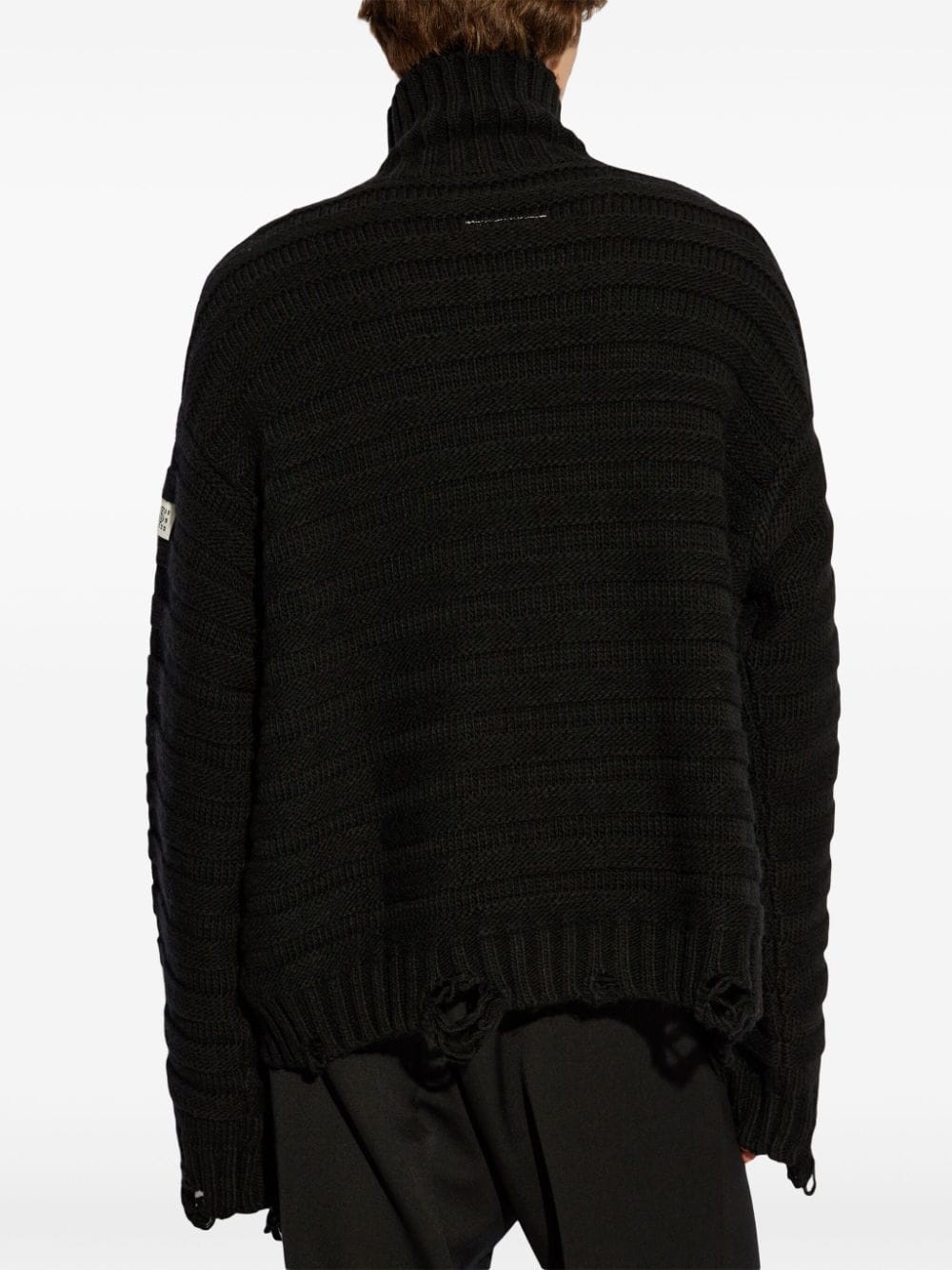 distressed high-neck jumper - 4