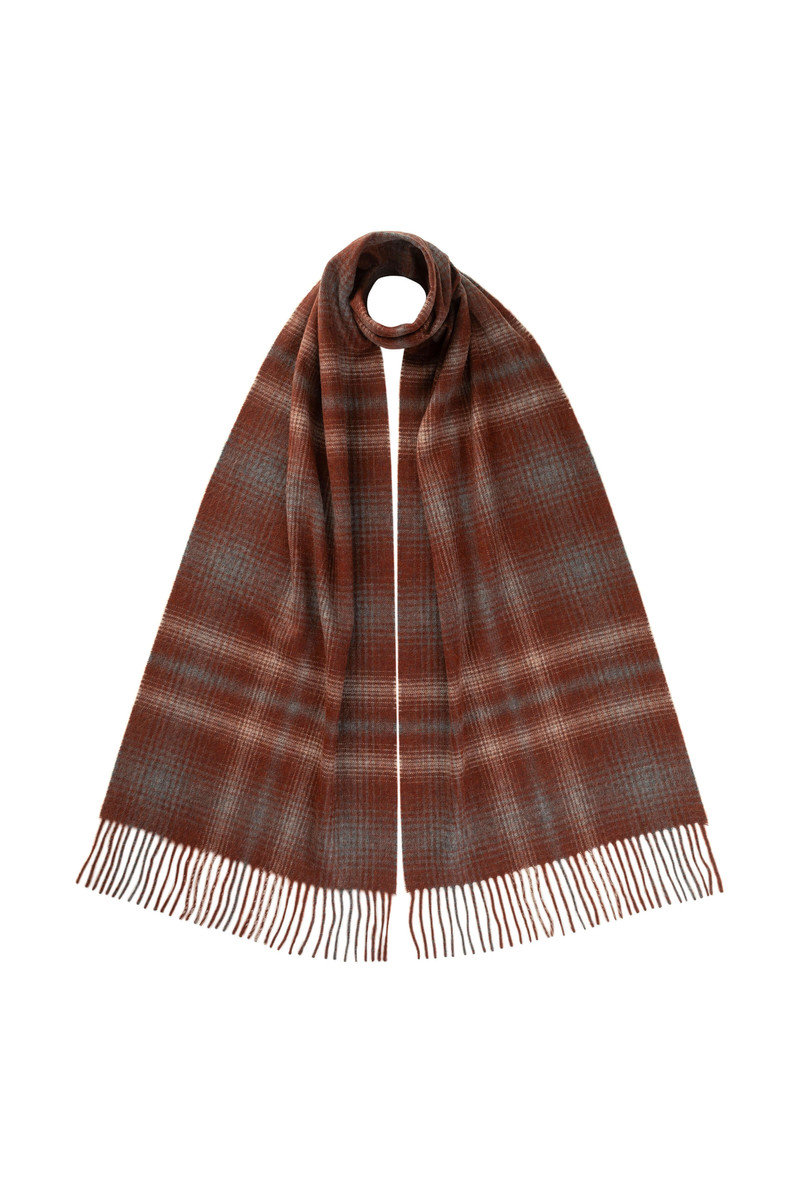 Red Check Wide Cashmere Scarf 1