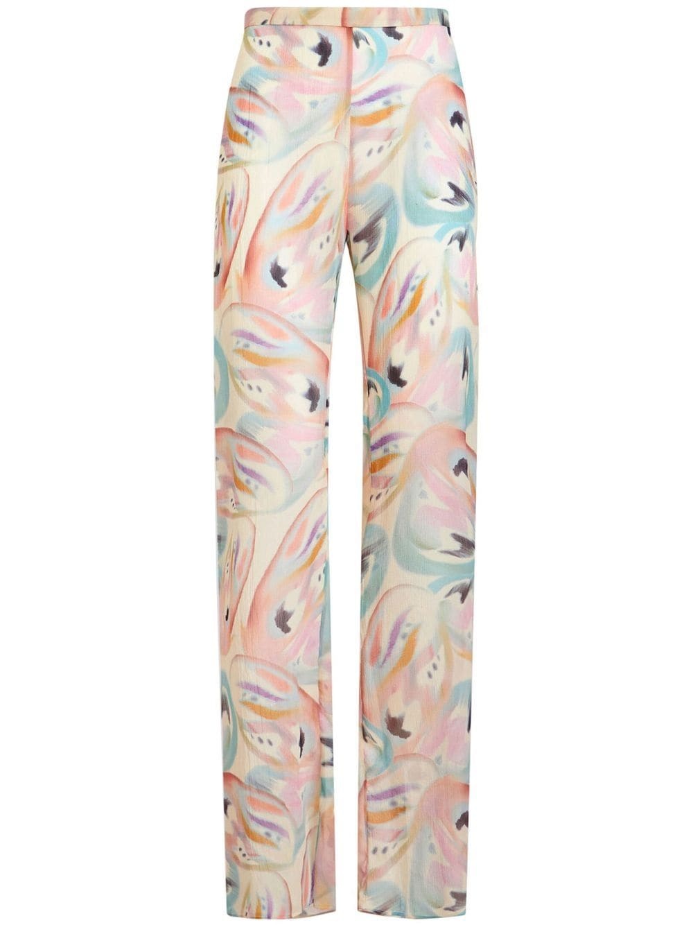 butterfly-print flared trousers - 1