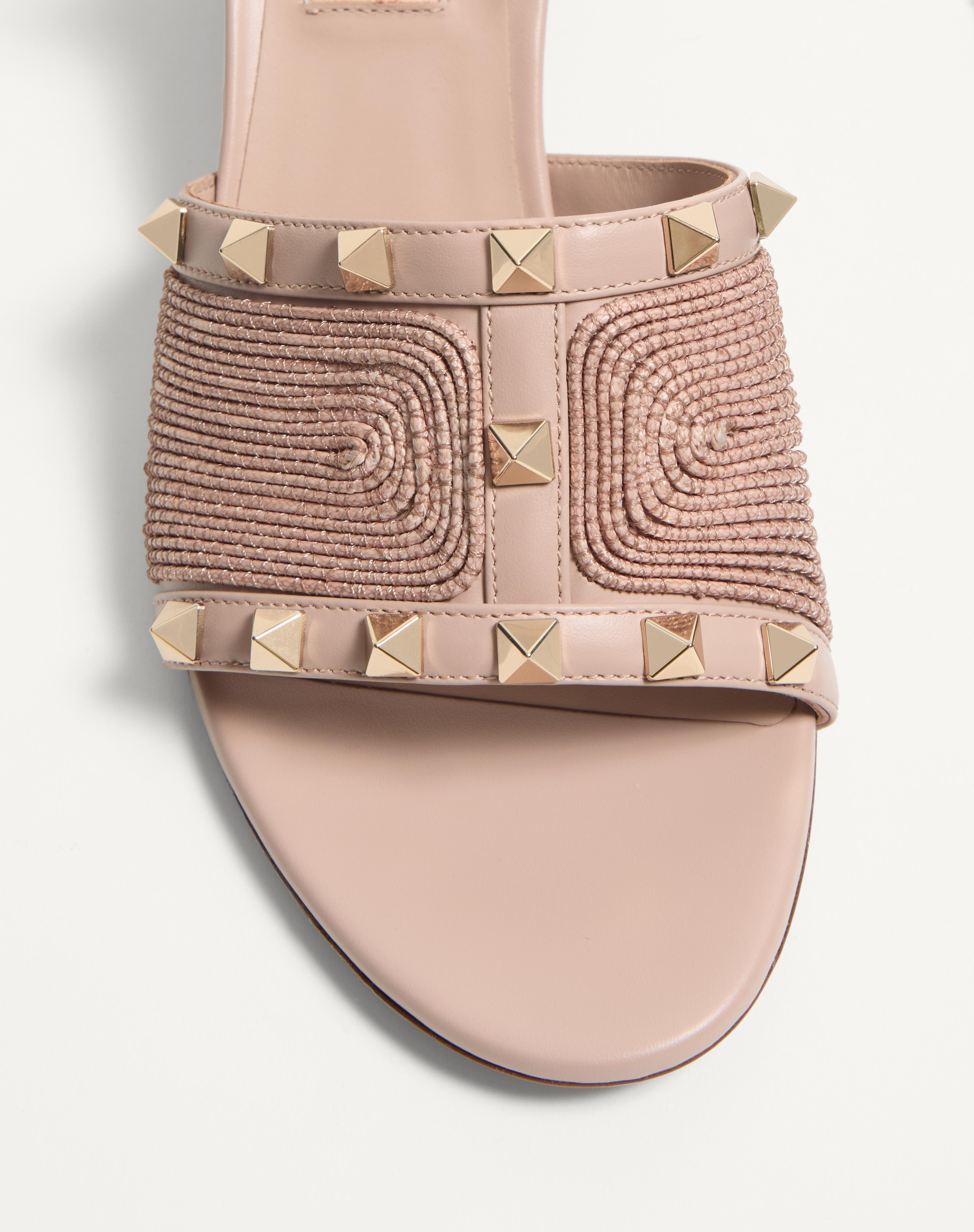 ROCKSTUD CALFSKIN SANDAL WITH CORNELY EMBROIDERY 60MM - 6