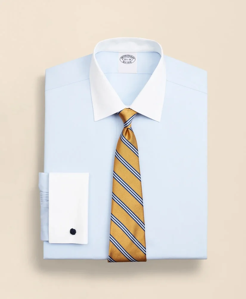 Stretch Supima® Cotton Non-Iron Pinpoint Oxford Contrast Ainsley Collar Dress Shirt - 1