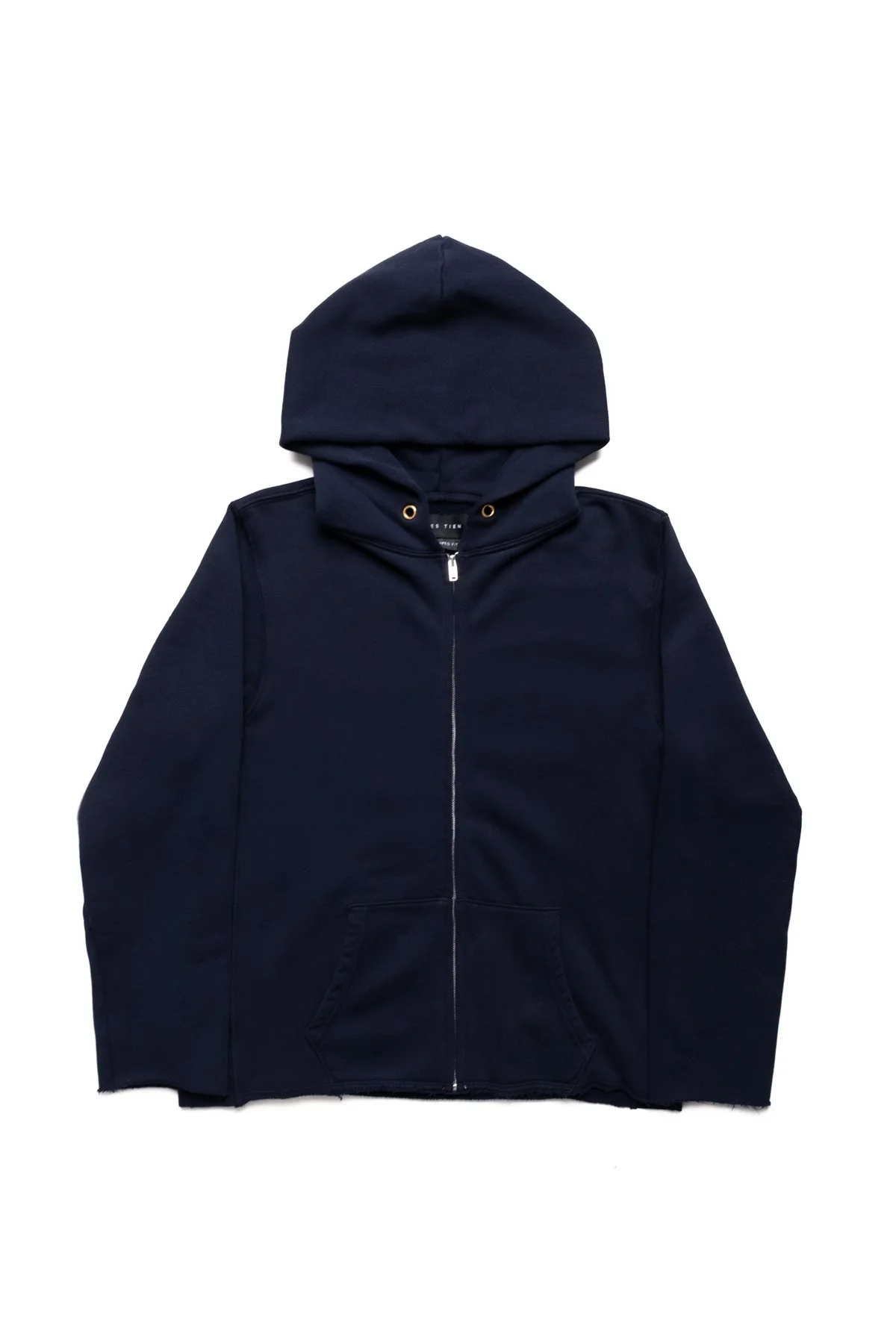 Heavyweight Raw Zip Hoodie - Navy - 1