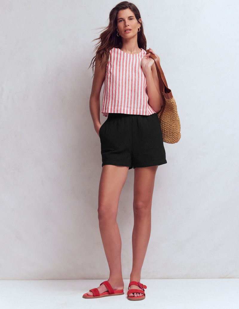 BODEN Pull-on Double Cloth Shorts-Black outlook