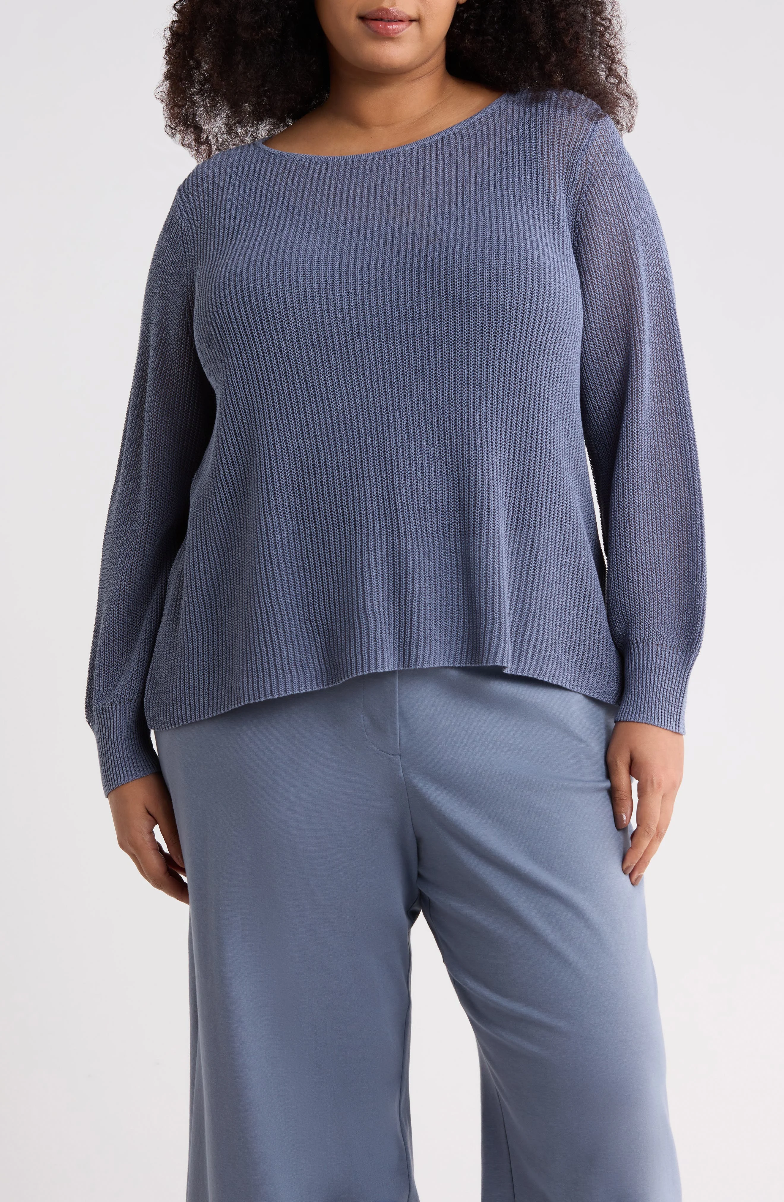 Eileen Fisher Organic Cotton & Silk Ballet Neck Sweater in Flint at Nordstrom - 1