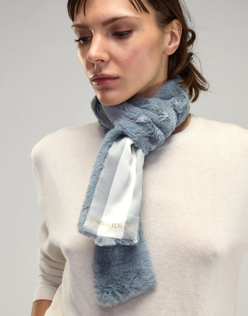 CYNTHIA ROWLEY Out East Faux Fur Silk Scarf outlook