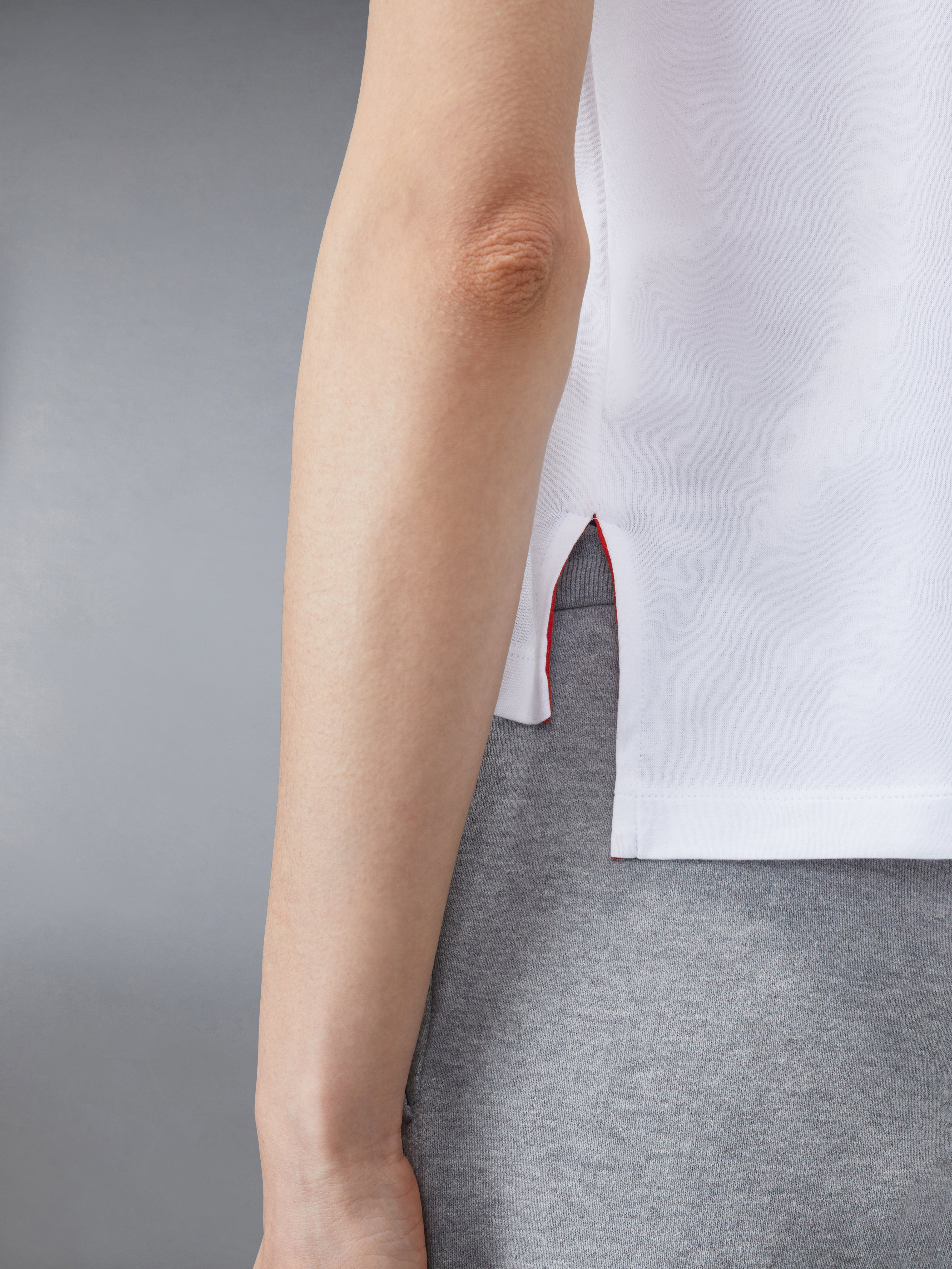 White Lightweight Jersey Relaxed Fit Side Slit Short Sleeve Tee - 5