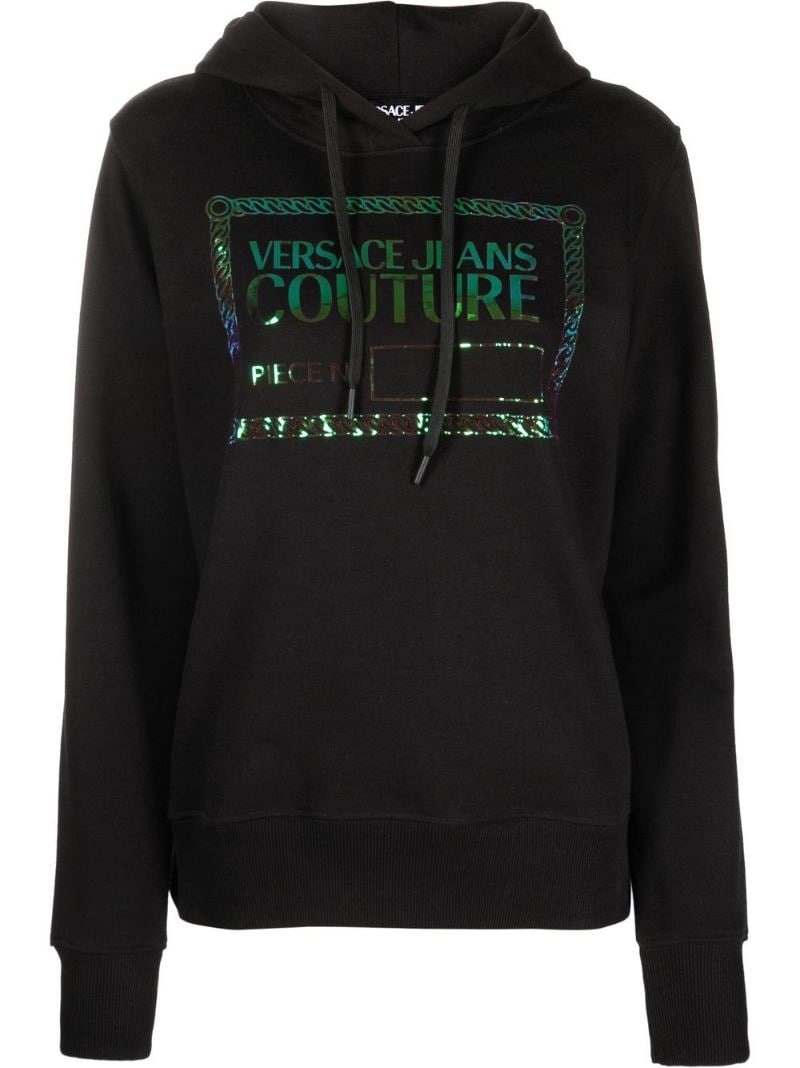 logo-print cotton hoodie - 1