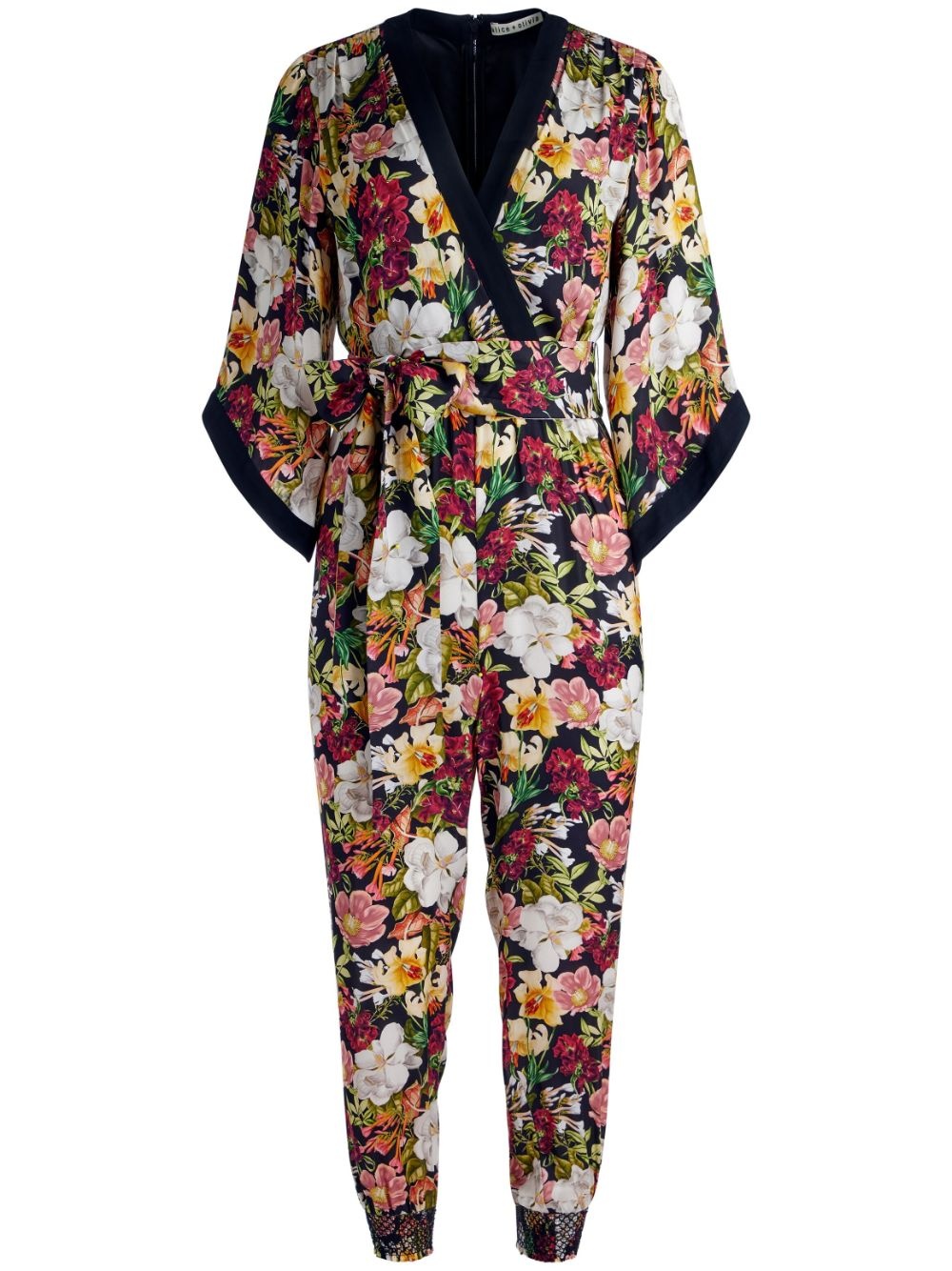 floral-print tied-waist jumpsuit - 1