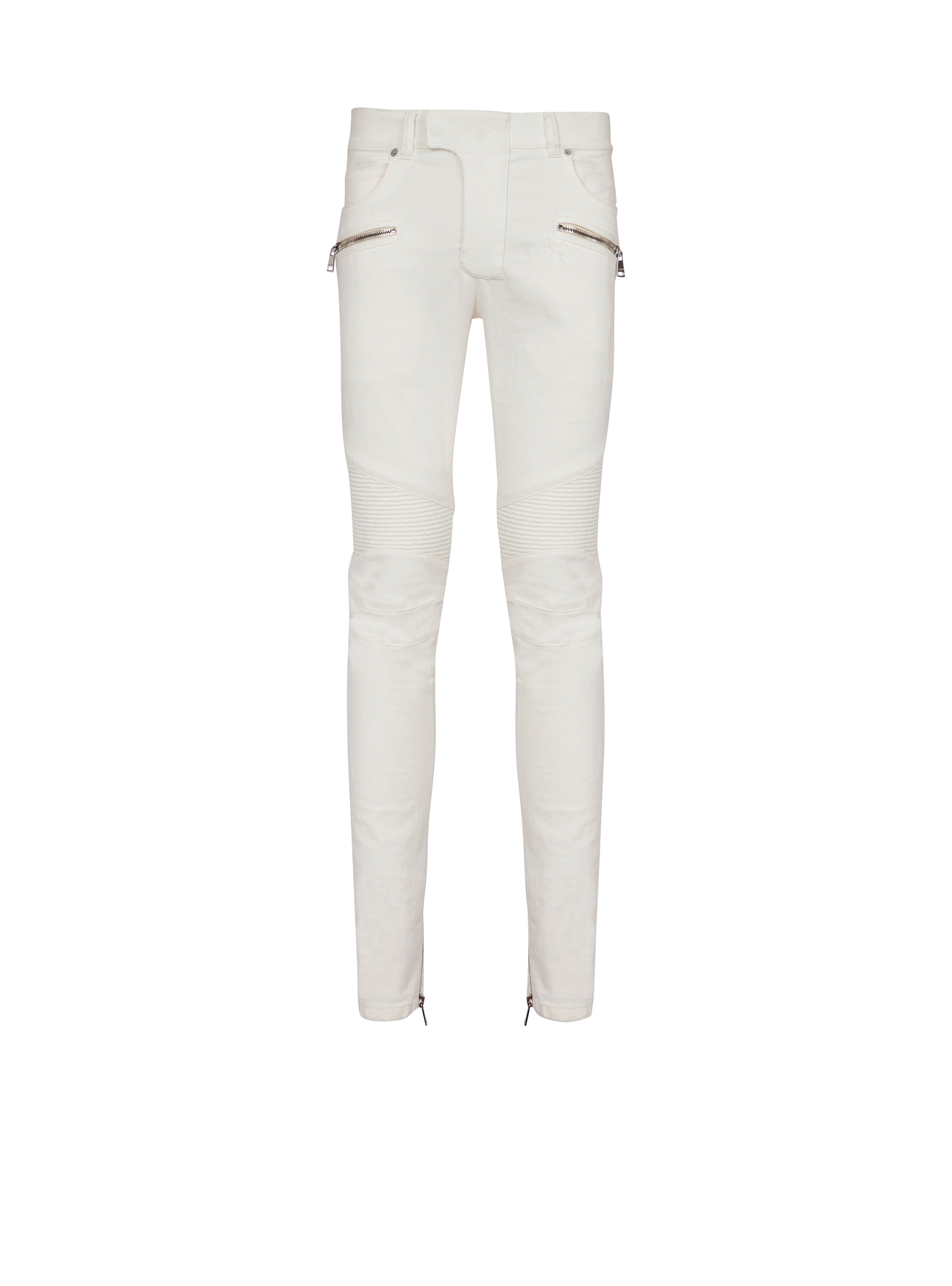 Biker jeans in white denim - 1
