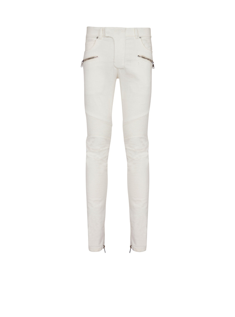 Biker jeans in white denim 1