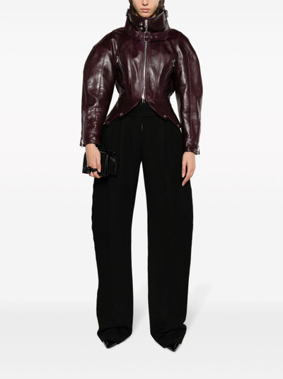 Alexander McQueen peplum leather jacket outlook