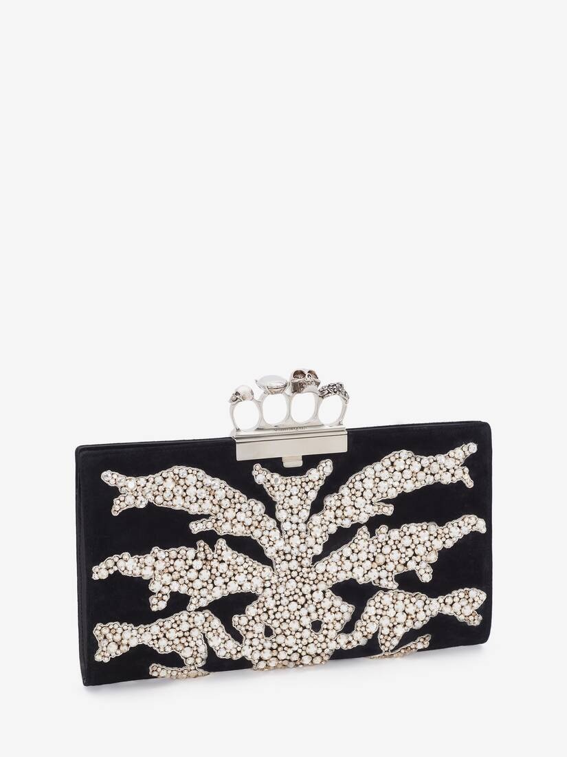Women's Jewelled Flat Pouch in Black - 2