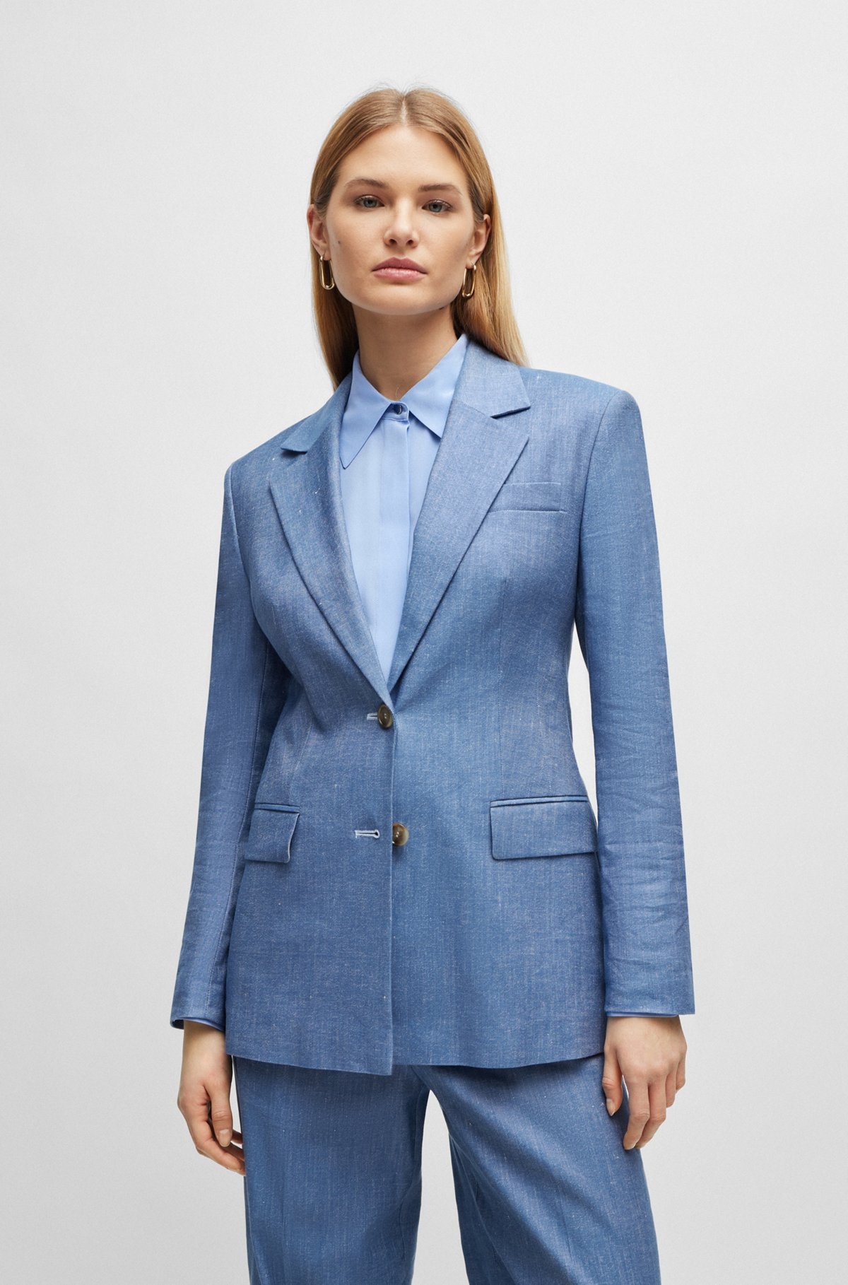 SINGLE-BREASTED JACKET IN LINEN, COTTON AND STRETCH - 2
