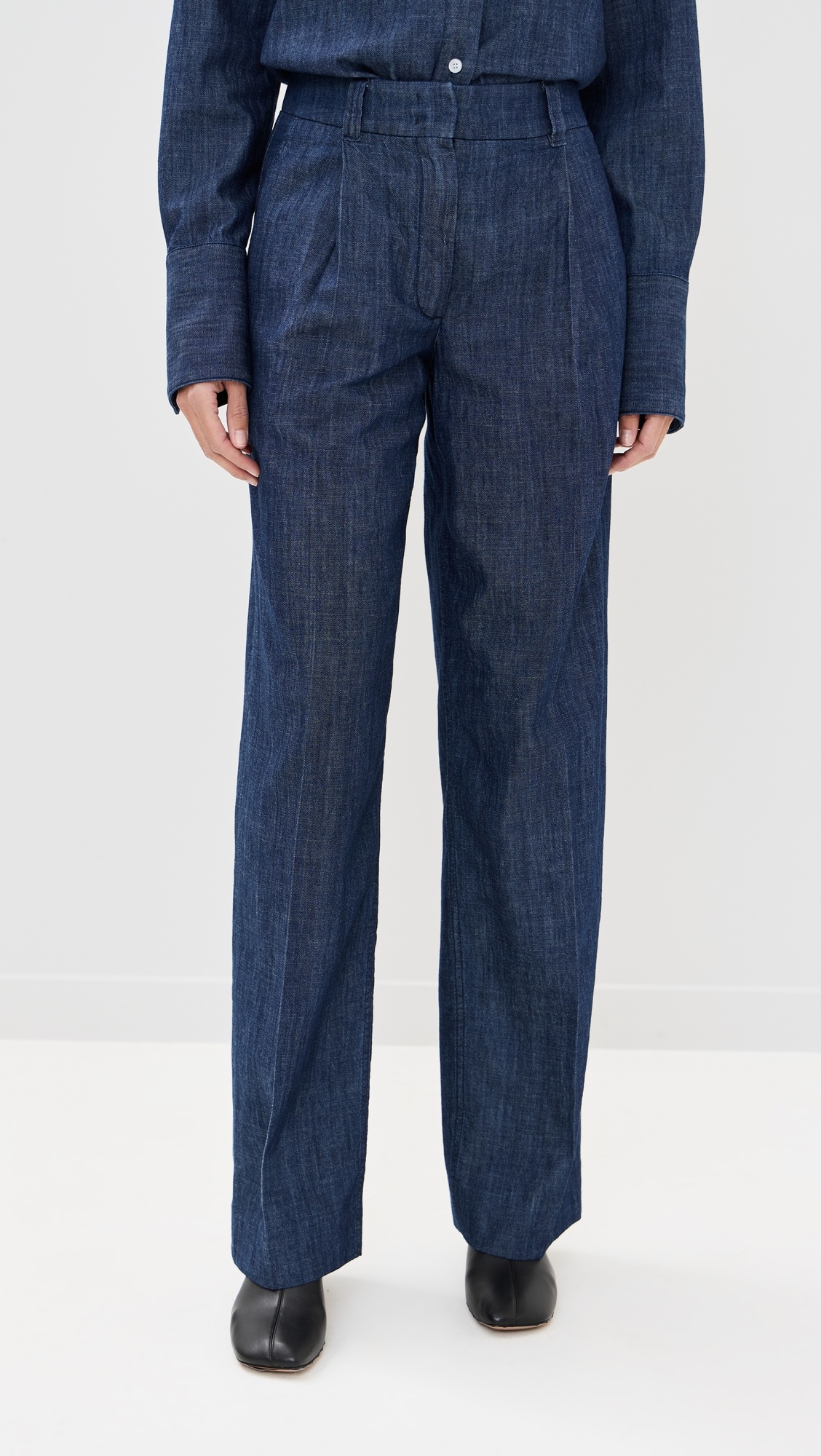 Chambray Relaxed Wide Leg Pants - 6