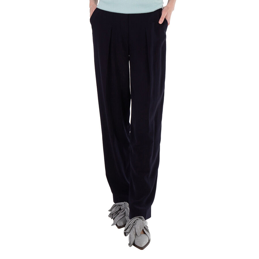Victoria Beckham Ladies Midnight Slim Front Pleat Pants - 3