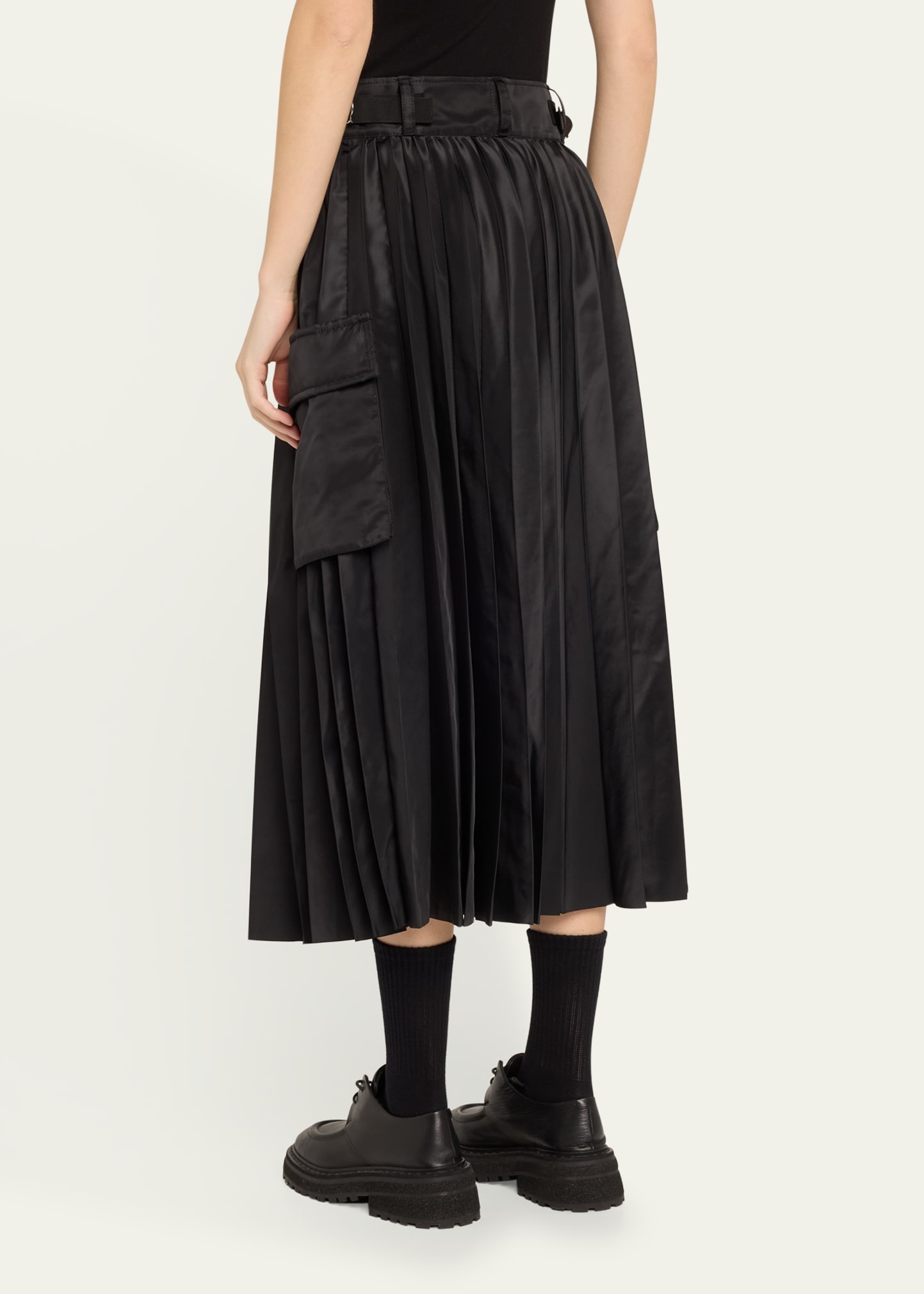 Nylon Twill Pleated Cargo Skirt - 3