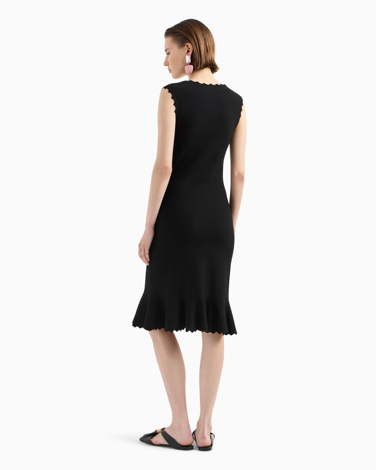 KNITTED DRESS WITH SCALLOPED EDGES - 3
